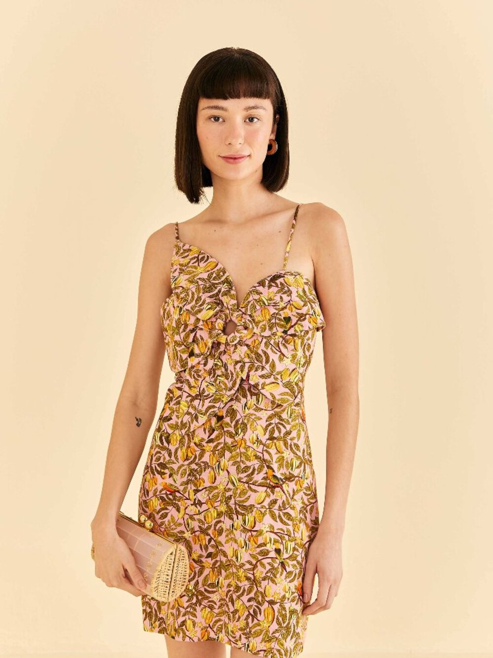 Light Pink Star Fruit Flower Mini Dress - Picture 1 of 6